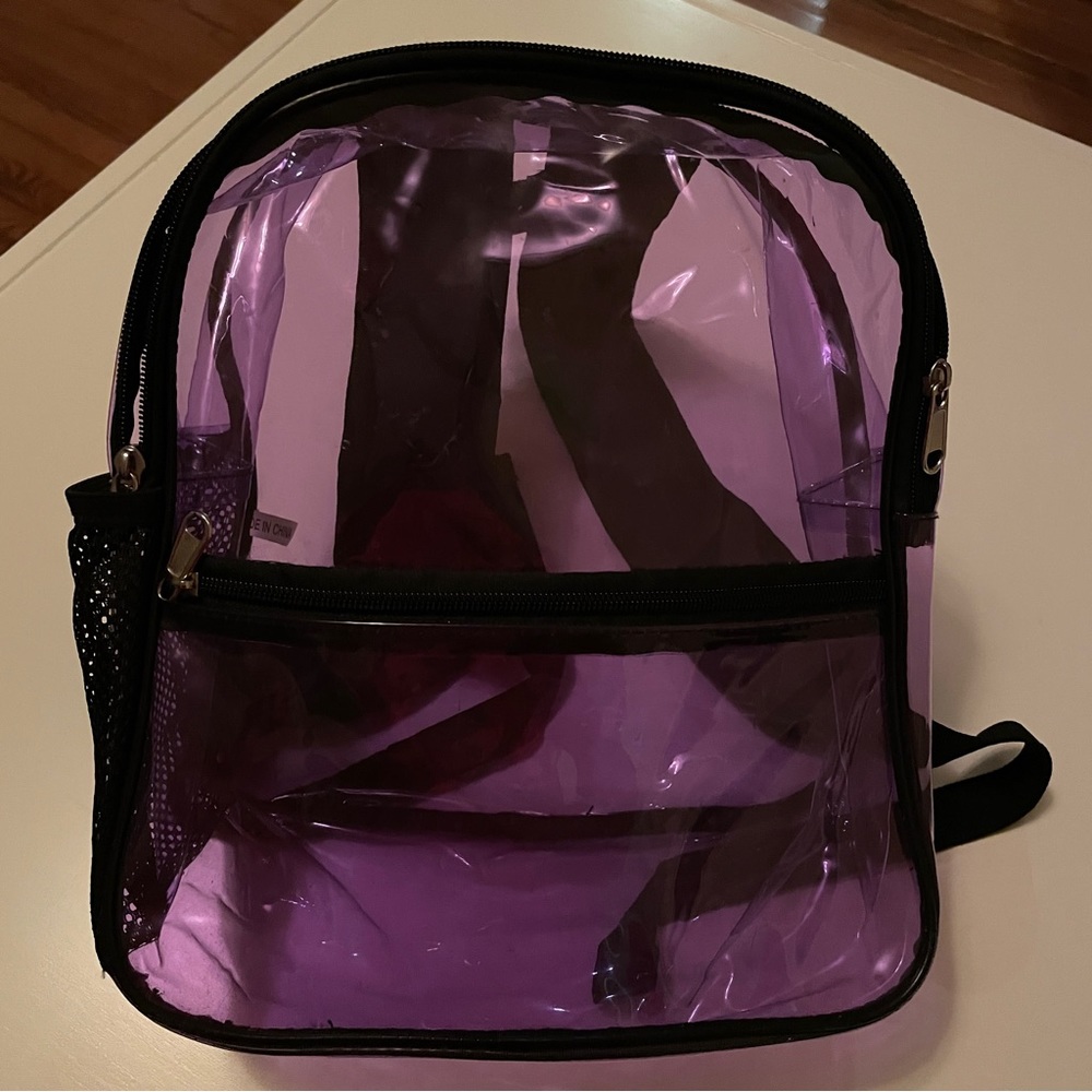 Clear Back Pack with purple tint